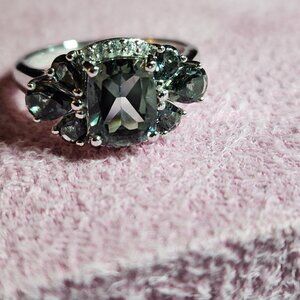 JTV Emerald Mystic Topaz Zircon Sterling Silver Ring Size 9
